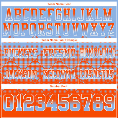Custom Light Blue Orange-White Authentic Gradient Square Shape Flag Football Jersey
