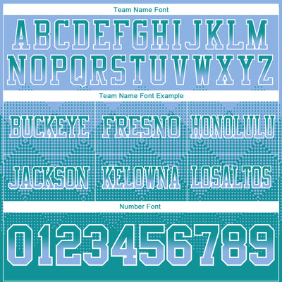 Custom Light Blue Teal-White Authentic Gradient Square Shape Flag Football Jersey