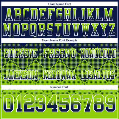 Custom Navy Neon Green-White Authentic Gradient Square Shape Flag Football Jersey