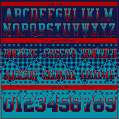 Custom Navy Teal-Red Authentic Gradient Square Shape Flag Football Jersey