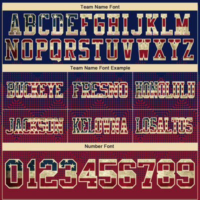 Custom Navy Vintage USA Flag Crimson-Cream Authentic Gradient Square Shape Flag Football Jersey