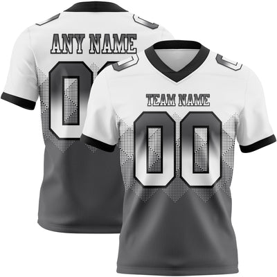 Custom White Steel Gray-Black Authentic Gradient Square Shape Flag Football Jersey