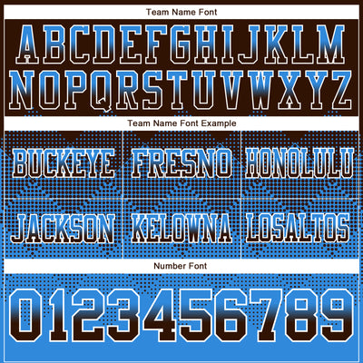 Custom Brown Powder Blue-White Authentic Gradient Square Shape Flag Football Jersey