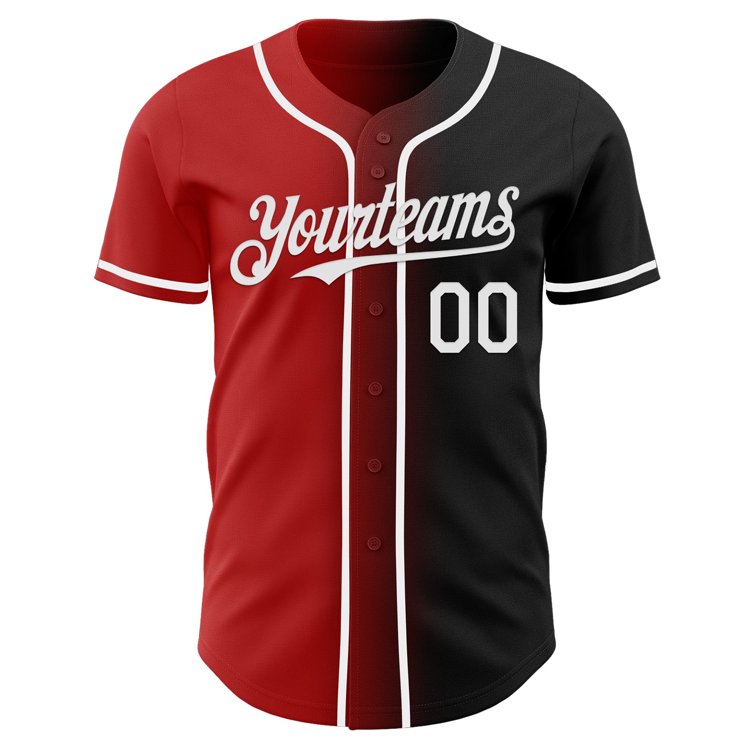 Custom Black White-Red Authentic Gradient Fashion Baseball Jersey