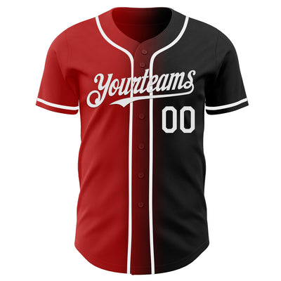 Custom Black White-Red Authentic Gradient Fashion Baseball Jersey