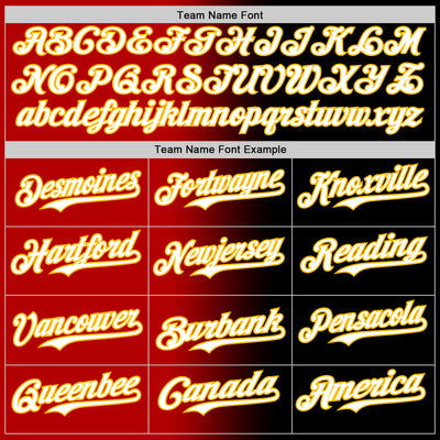 Custom Black White Red-Gold Authentic Gradient Fashion Baseball Jersey