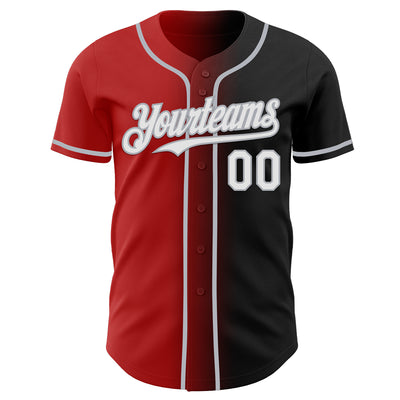 Custom Black White Red-Gray Authentic Gradient Fashion Baseball Jersey