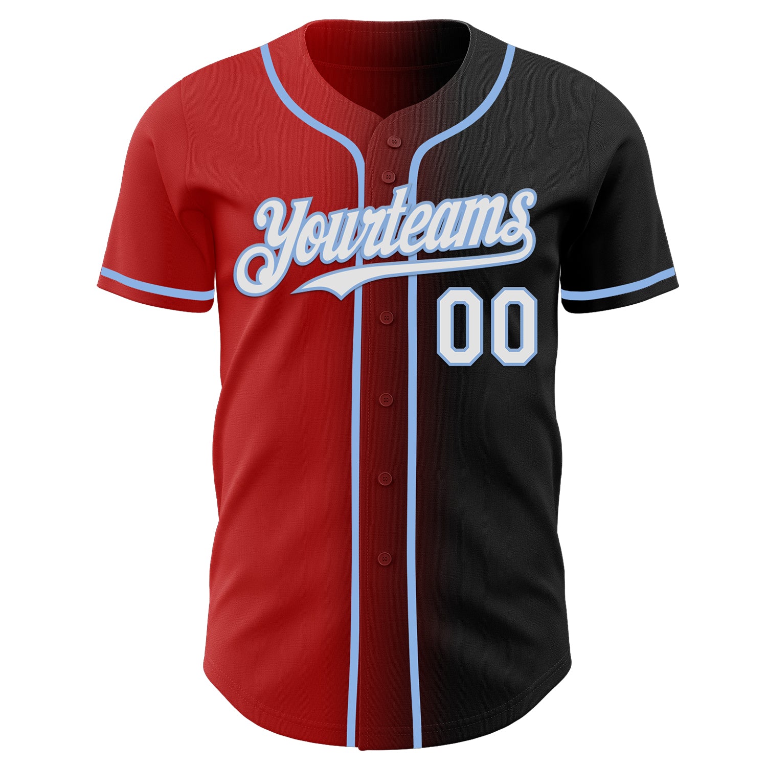 Custom Black White Red-Light Blue Authentic Gradient Fashion Baseball Jersey