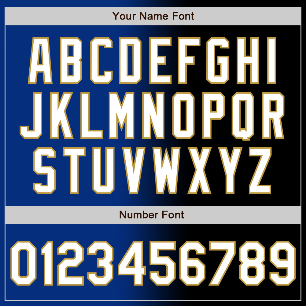 Custom Black White Royal-Old Gold Authentic Gradient Fashion Baseball Jersey