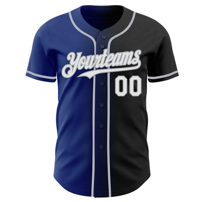 Custom Black White Royal-Gray Authentic Gradient Fashion Baseball Jersey