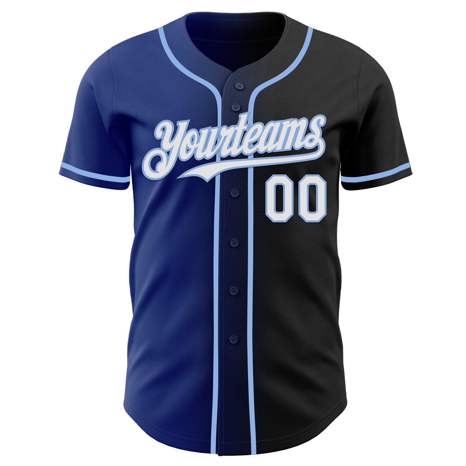 Custom Black White Royal-Light Blue Authentic Gradient Fashion Baseball Jersey