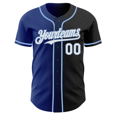 Custom Black White Royal-Light Blue Authentic Gradient Fashion Baseball Jersey