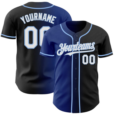 Custom Black White Royal-Light Blue Authentic Gradient Fashion Baseball Jersey