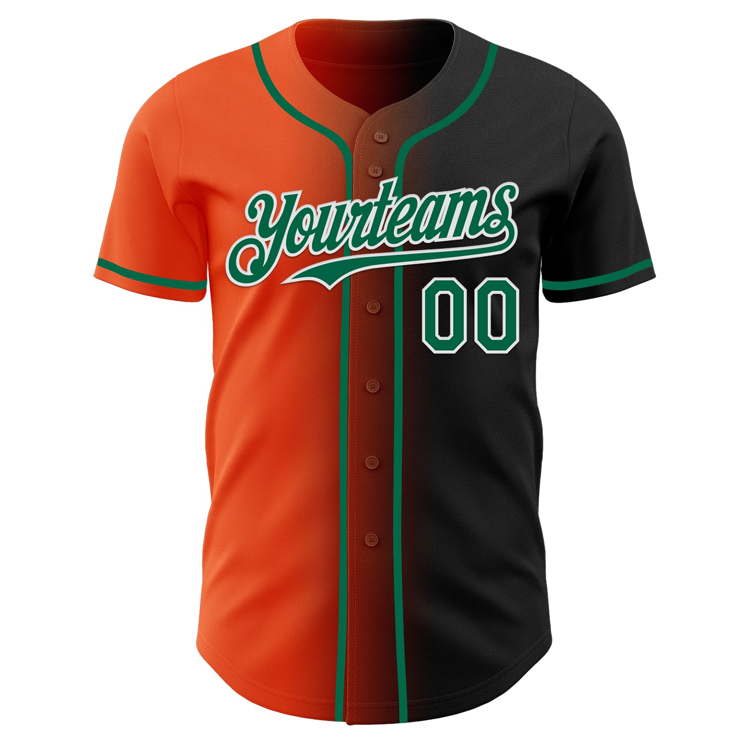 Custom Black Kelly Green Orange-White Authentic Gradient Fashion Baseball Jersey