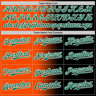 Custom Black Kelly Green Orange-White Authentic Gradient Fashion Baseball Jersey