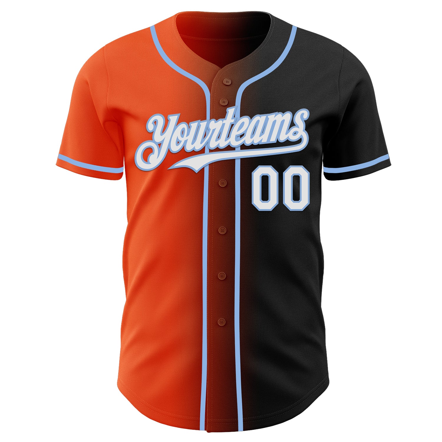 Custom Black White Orange-Light Blue Authentic Gradient Fashion Baseball Jersey