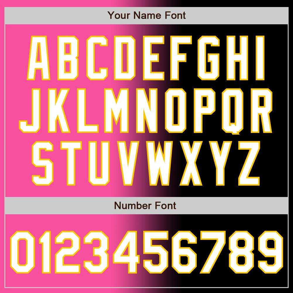 Custom Black White Pink-Yellow Authentic Gradient Fashion Baseball Jersey