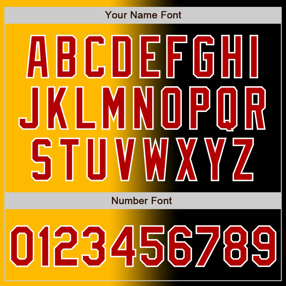 Custom Black Red Gold-White Authentic Gradient Fashion Baseball Jersey