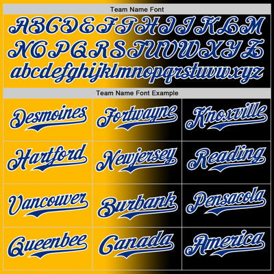 Custom Black Royal Gold-White Authentic Gradient Fashion Baseball Jersey