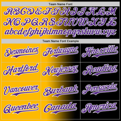 Custom Black Purple Gold-White Authentic Gradient Fashion Baseball Jersey