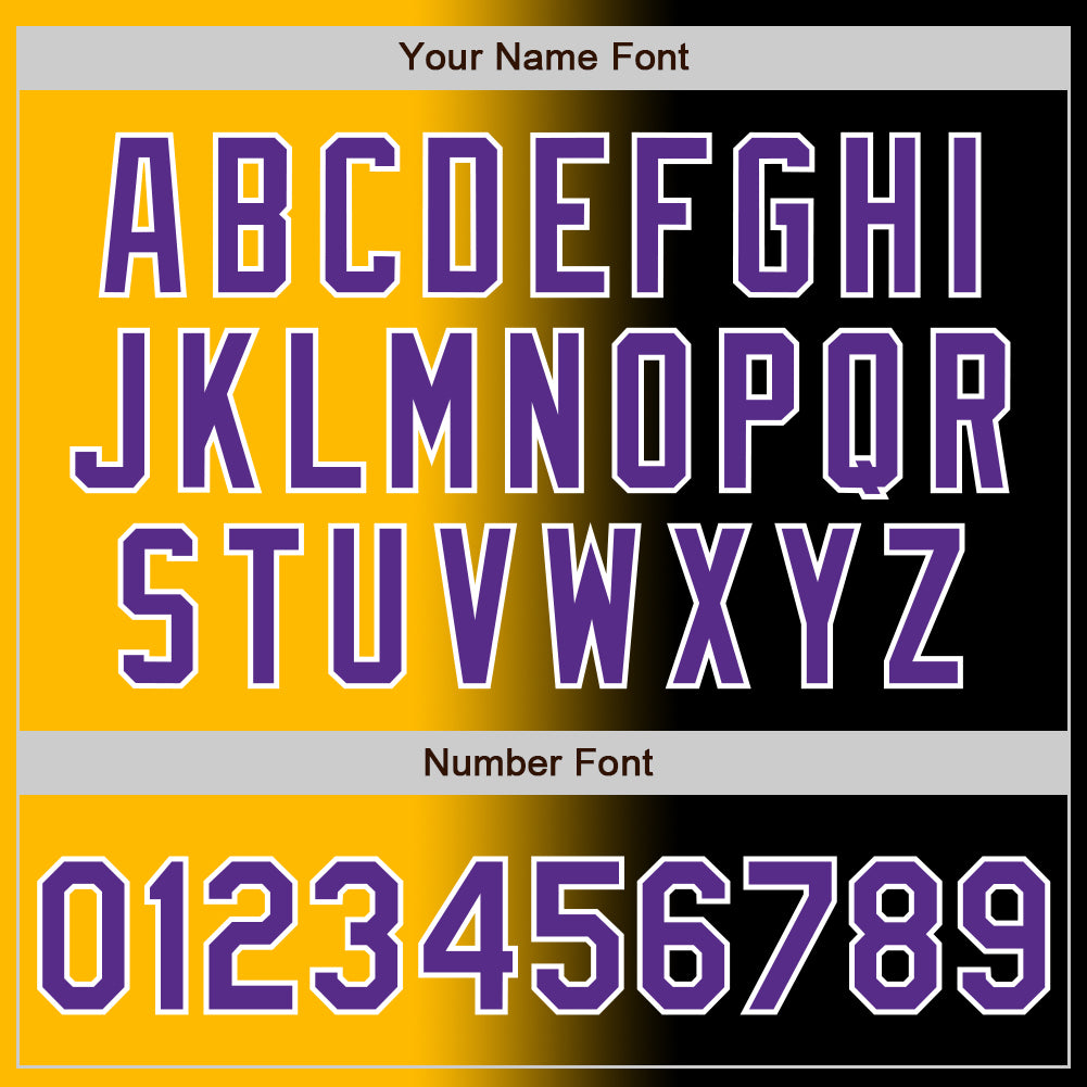 Custom Black Purple Gold-White Authentic Gradient Fashion Baseball Jersey