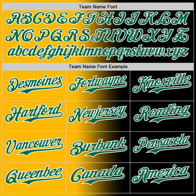 Custom Black Kelly Green Gold-White Authentic Gradient Fashion Baseball Jersey