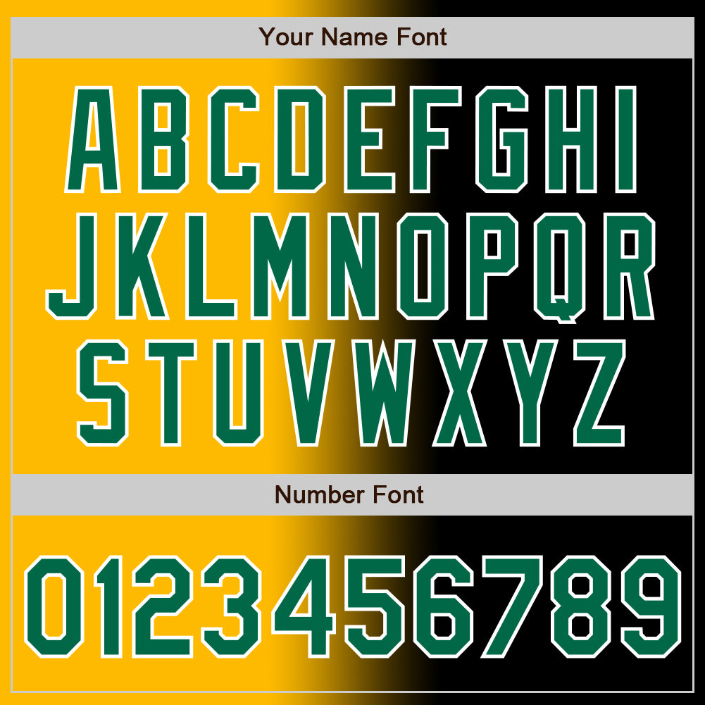 Custom Black Kelly Green Gold-White Authentic Gradient Fashion Baseball Jersey