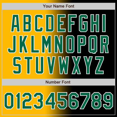 Custom Black Kelly Green Gold-White Authentic Gradient Fashion Baseball Jersey