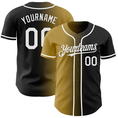 Custom Black White-Old Gold Authentic Gradient Fashion Baseball Jersey
