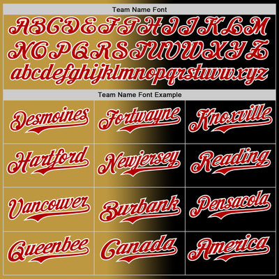 Custom Black Red Old Gold-White Authentic Gradient Fashion Baseball Jersey