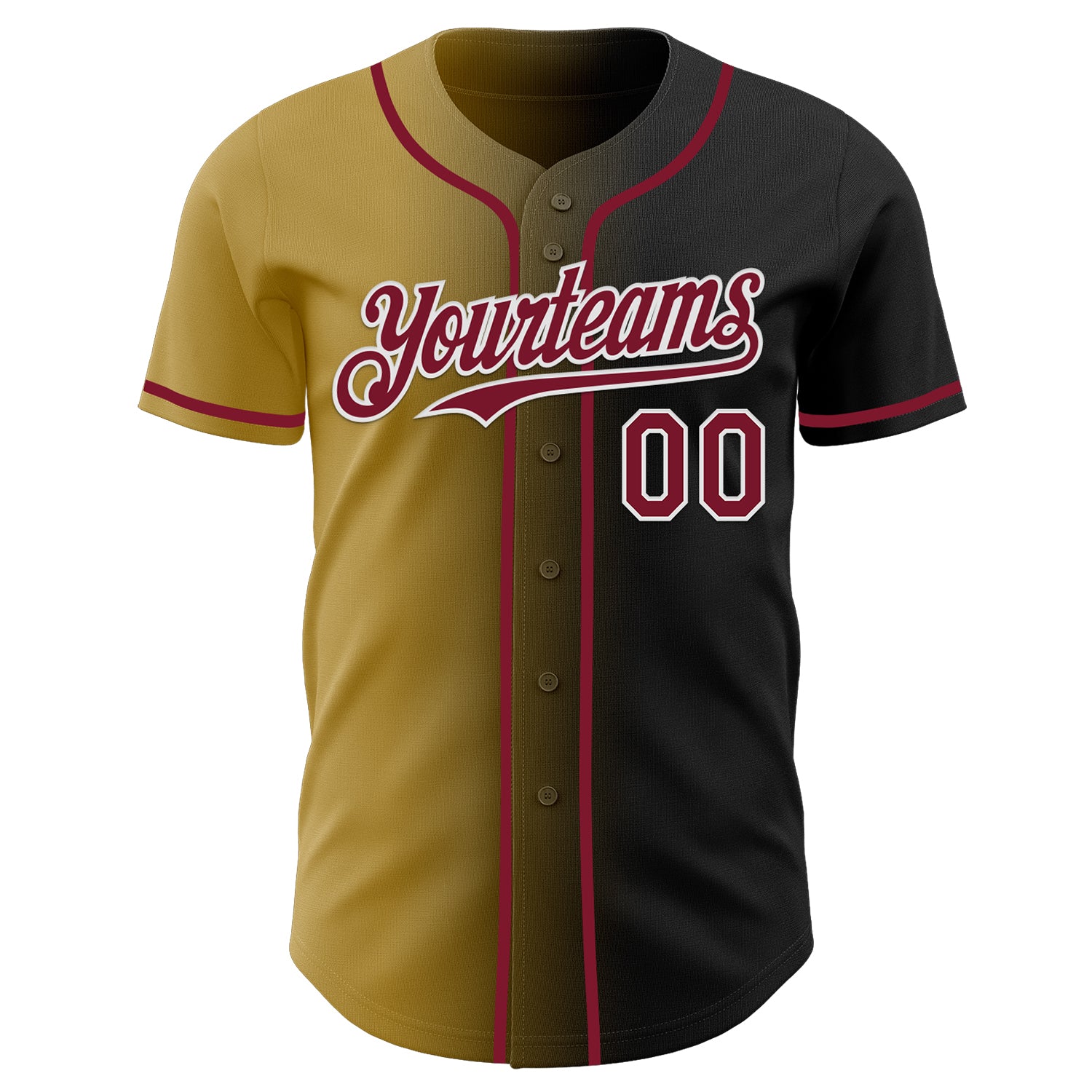 Custom Black Crimson Old Gold-White Authentic Gradient Fashion Baseball Jersey
