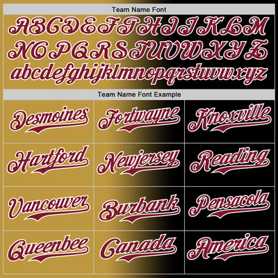 Custom Black Crimson Old Gold-White Authentic Gradient Fashion Baseball Jersey