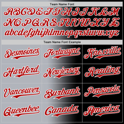 Custom Black Red Gray-White Authentic Gradient Fashion Baseball Jersey