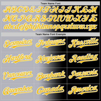 Custom Black Gold Gray-White Authentic Gradient Fashion Baseball Jersey