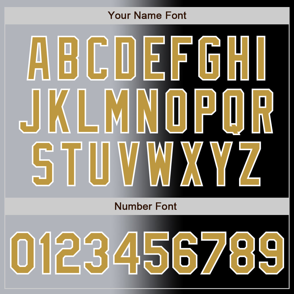 Custom Black Old Gold Gray-White Authentic Gradient Fashion Baseball Jersey