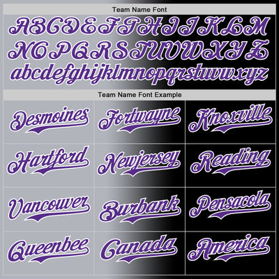Custom Black Purple Gray-White Authentic Gradient Fashion Baseball Jersey