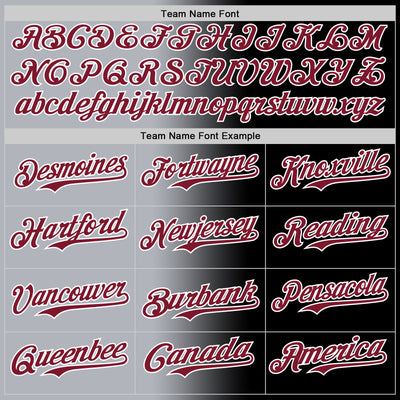 Custom Black Crimson Gray-White Authentic Gradient Fashion Baseball Jersey