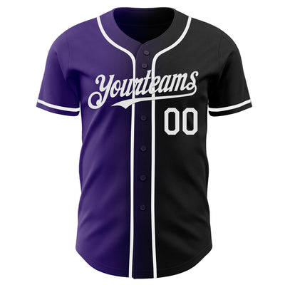 Custom Black White-Purple Authentic Gradient Fashion Baseball Jersey