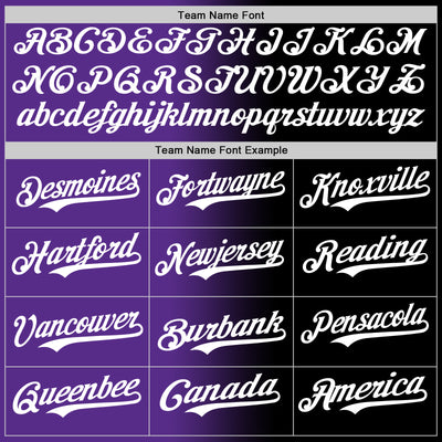 Custom Black White-Purple Authentic Gradient Fashion Baseball Jersey
