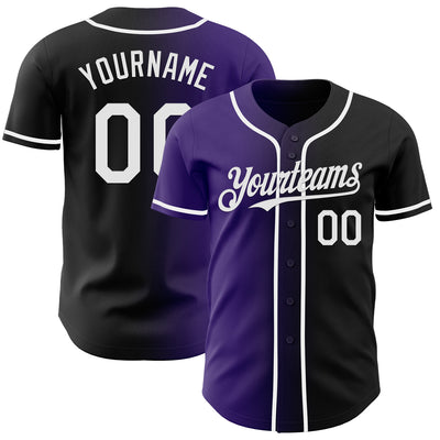 Custom Black White-Purple Authentic Gradient Fashion Baseball Jersey