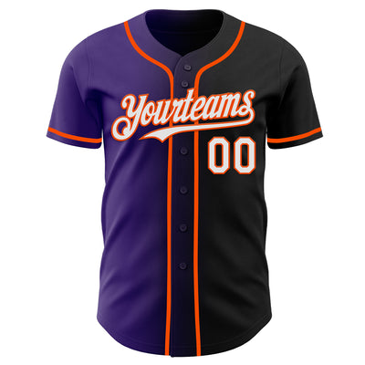 Custom Black White Purple-Orange Authentic Gradient Fashion Baseball Jersey