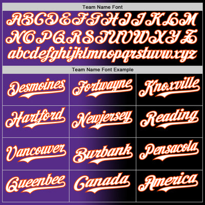 Custom Black White Purple-Orange Authentic Gradient Fashion Baseball Jersey
