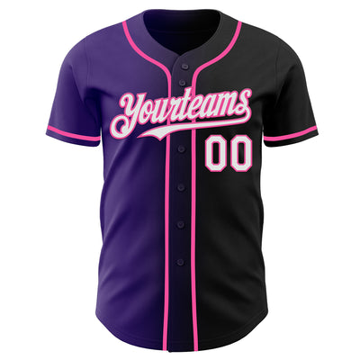 Custom Black White Purple-Pink Authentic Gradient Fashion Baseball Jersey