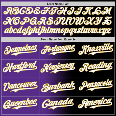 Custom Black White Purple-Old Gold Authentic Gradient Fashion Baseball Jersey