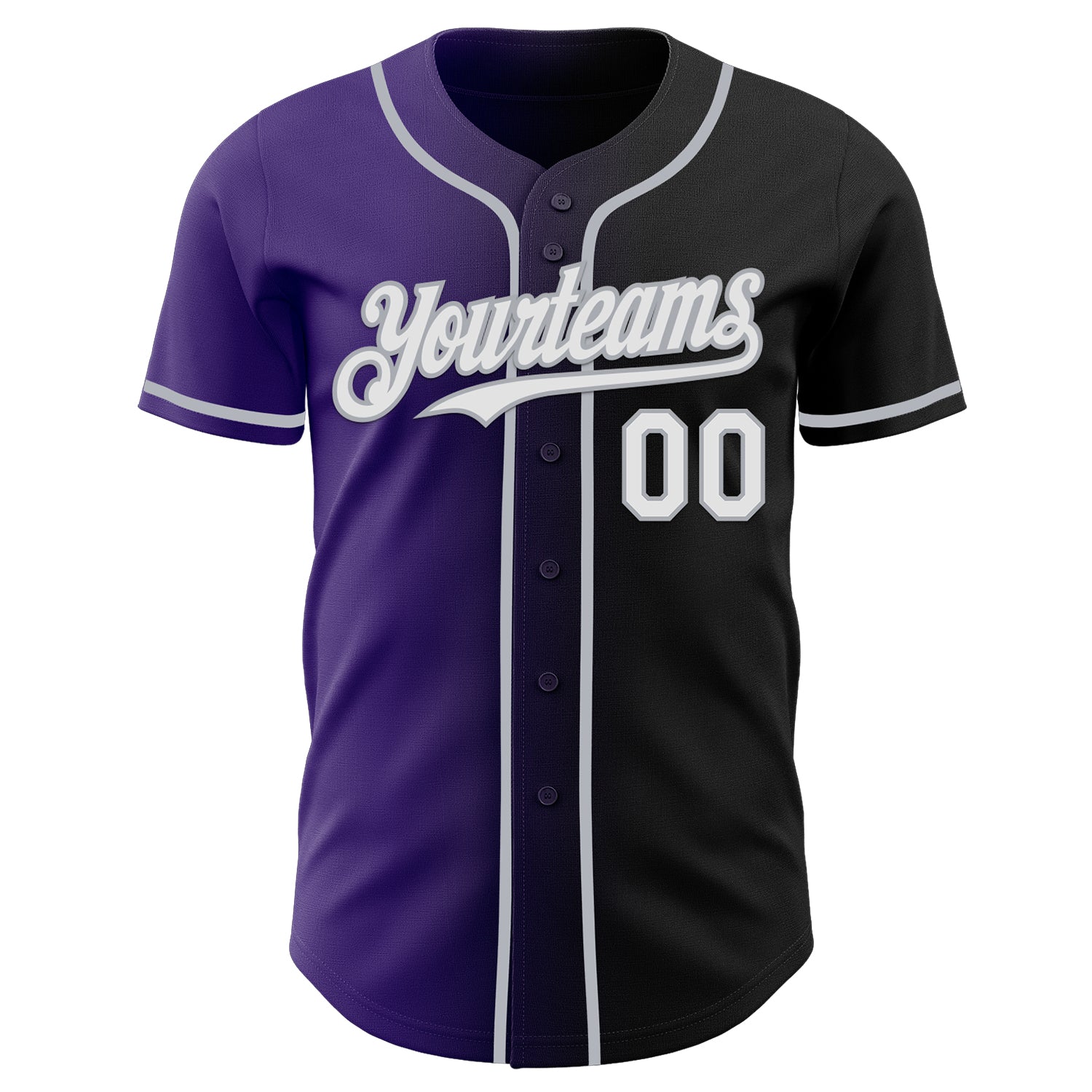 Custom Black White Purple-Gray Authentic Gradient Fashion Baseball Jersey