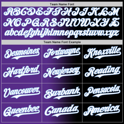 Custom Black White Purple-Light Blue Authentic Gradient Fashion Baseball Jersey