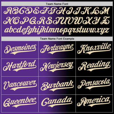 Custom Black Cream-Purple Authentic Gradient Fashion Baseball Jersey