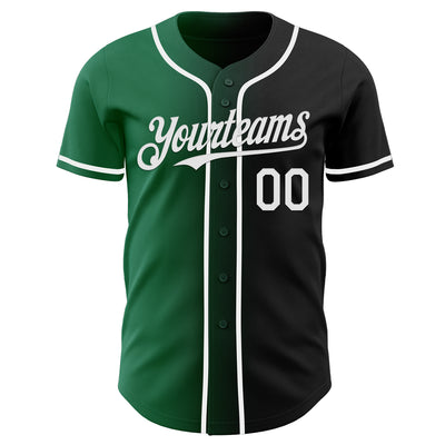 Custom Black White-Kelly Green Authentic Gradient Fashion Baseball Jersey
