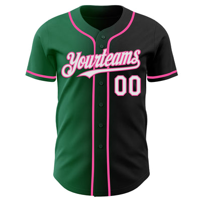 Custom Black White Kelly Green-Pink Authentic Gradient Fashion Baseball Jersey