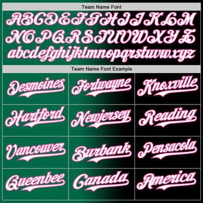 Custom Black White Kelly Green-Pink Authentic Gradient Fashion Baseball Jersey